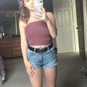 Mauve Ribbed Tube Top